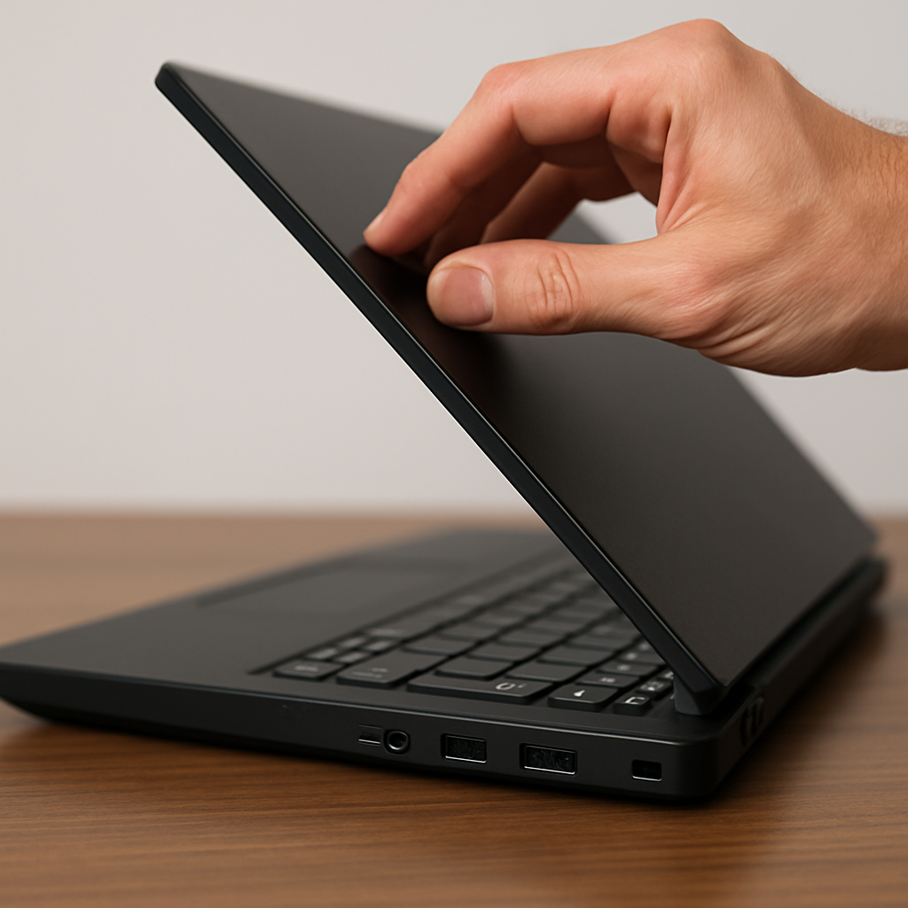 Iemand doet het scherm van een laptop dicht.